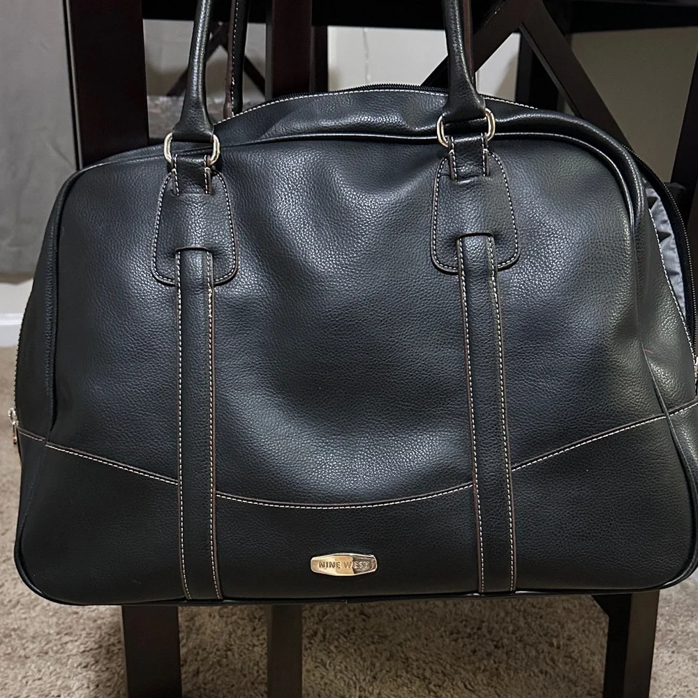 Nine West Black Faux Leather Duffel Bag